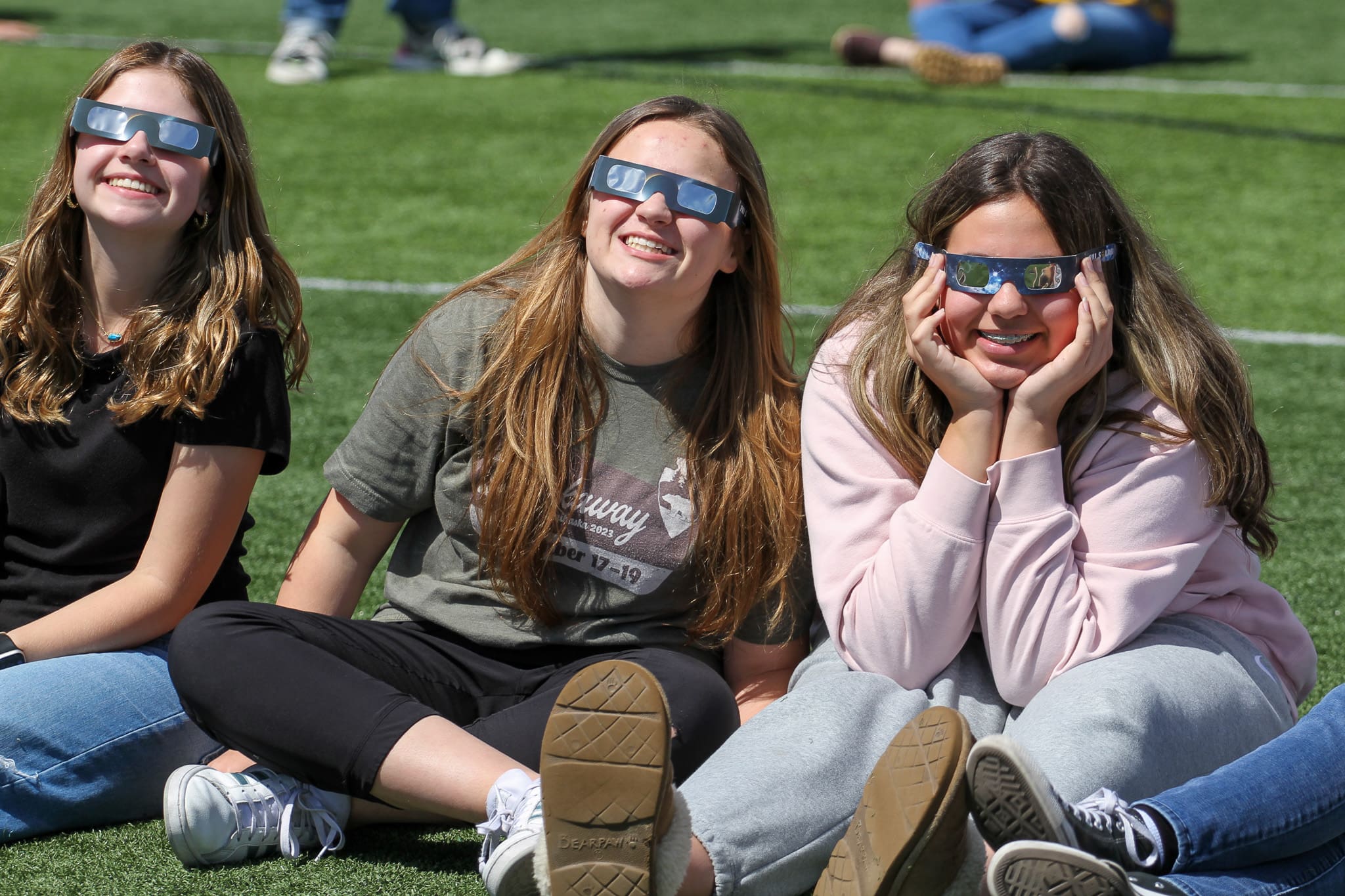 High School students enjoy the Solar Eclipse